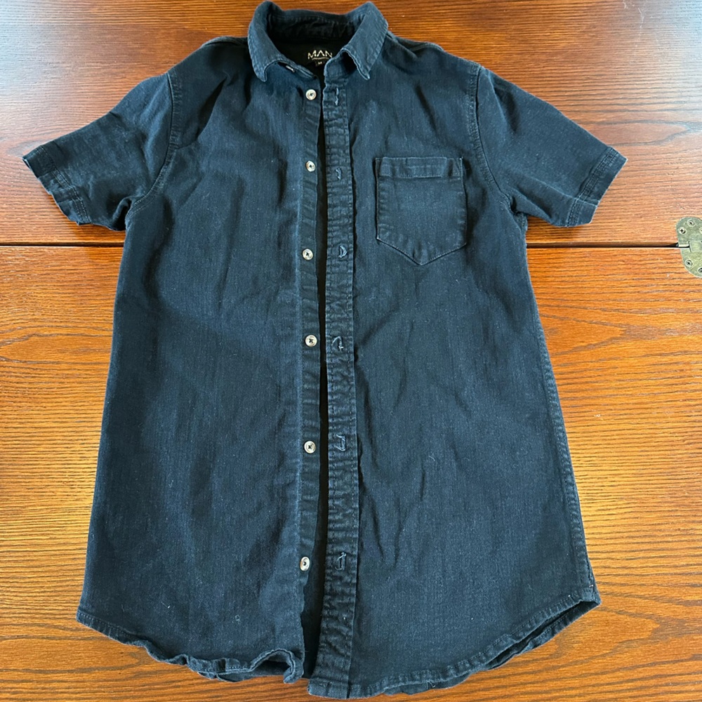 Men's Casual Black Button Down Shirt